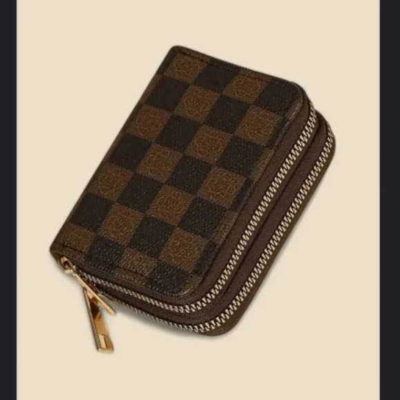 Brown Monogram Checkerboard Wallet Zip Zippy Around Double Zip Walet Brown/Black - Picture 16 of 16